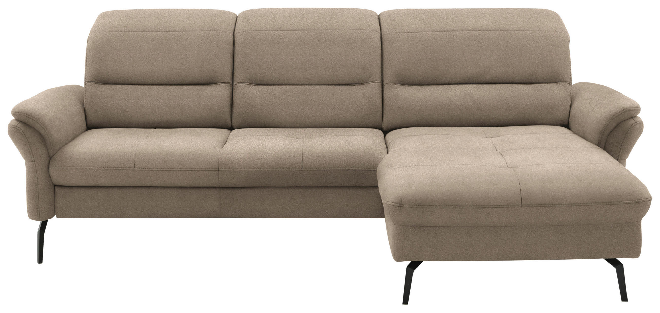 ECKSOFA in Flachgewebe Naturfarben, Sandfarben  260/181 cm  - Sandfarben/Schwarz, KONVENTIONELL, Textil/Metall (260/181cm) - Beldomo Speed
