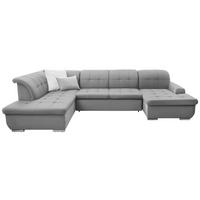 WOHNLANDSCHAFT inkl. Funktion Hellgrau Flachgewebe  - Silberfarben/Hellgrau, Design, Textil/Metall (208/342/145cm) - Cantus