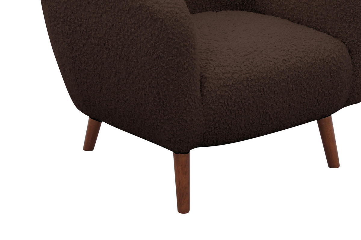 SESSELSET in Teddystoff Braun  - Kastanienfarben/Braun, Design, Holz/Textil (90/98/88cm) - Livetastic