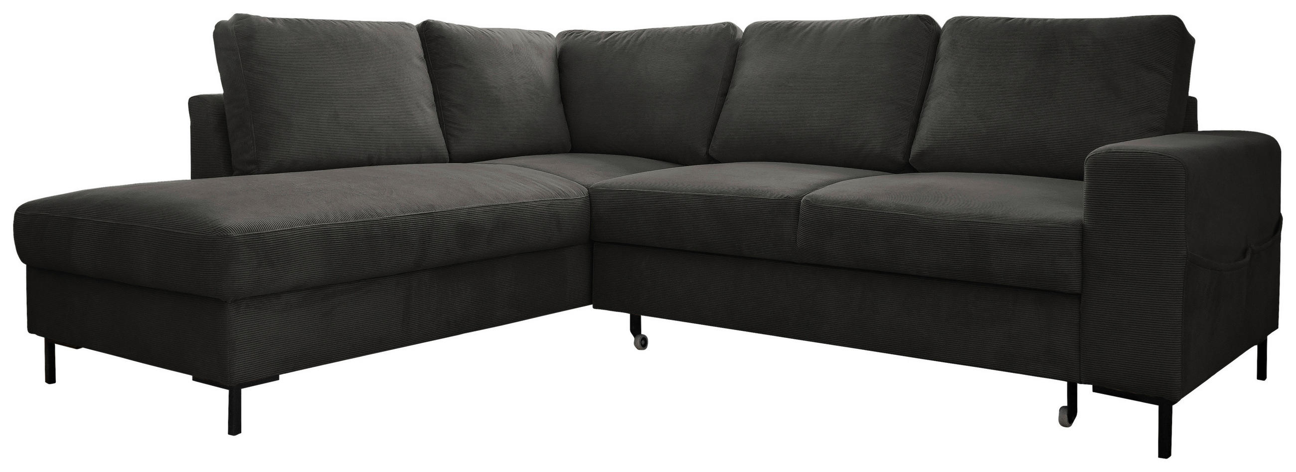 ECKSOFA Grau Cord Rückenkissen  - Schwarz/Grau, Design, Textil/Metall (197/237cm) - MID.YOU
