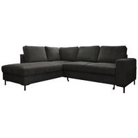ECKSOFA 197/237 cm  in Cord Grau Rückenkissen  197/237 cm  - Schwarz/Grau, Design, Textil/Metall (197/237cm) - MID.YOU