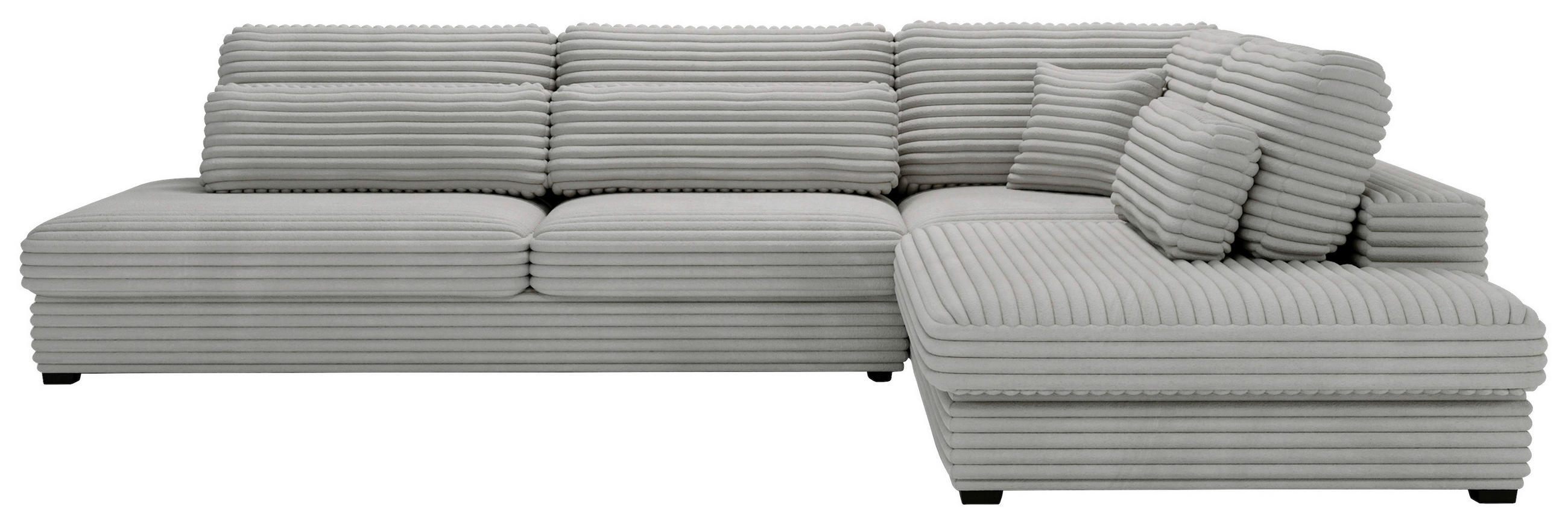 ECKSOFA Grau Cord, Plüsch  - Schwarz/Grau, Design, Kunststoff/Textil (332/244cm) - Livetastic