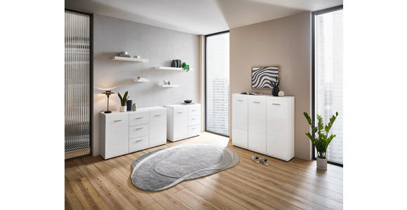 SCHUHSCHRANK Adana  in 134/120/36 cm  - Silberfarben/Weiß, Design, Holzwerkstoff/Kunststoff (134/120/36cm) - Carryhome