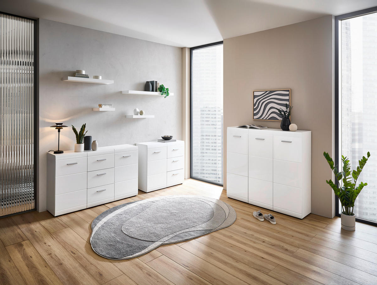 SCHUHSCHRANK Adana  in 134/120/36 cm  - Silberfarben/Weiß, Design, Holzwerkstoff/Kunststoff (134/120/36cm) - Carryhome