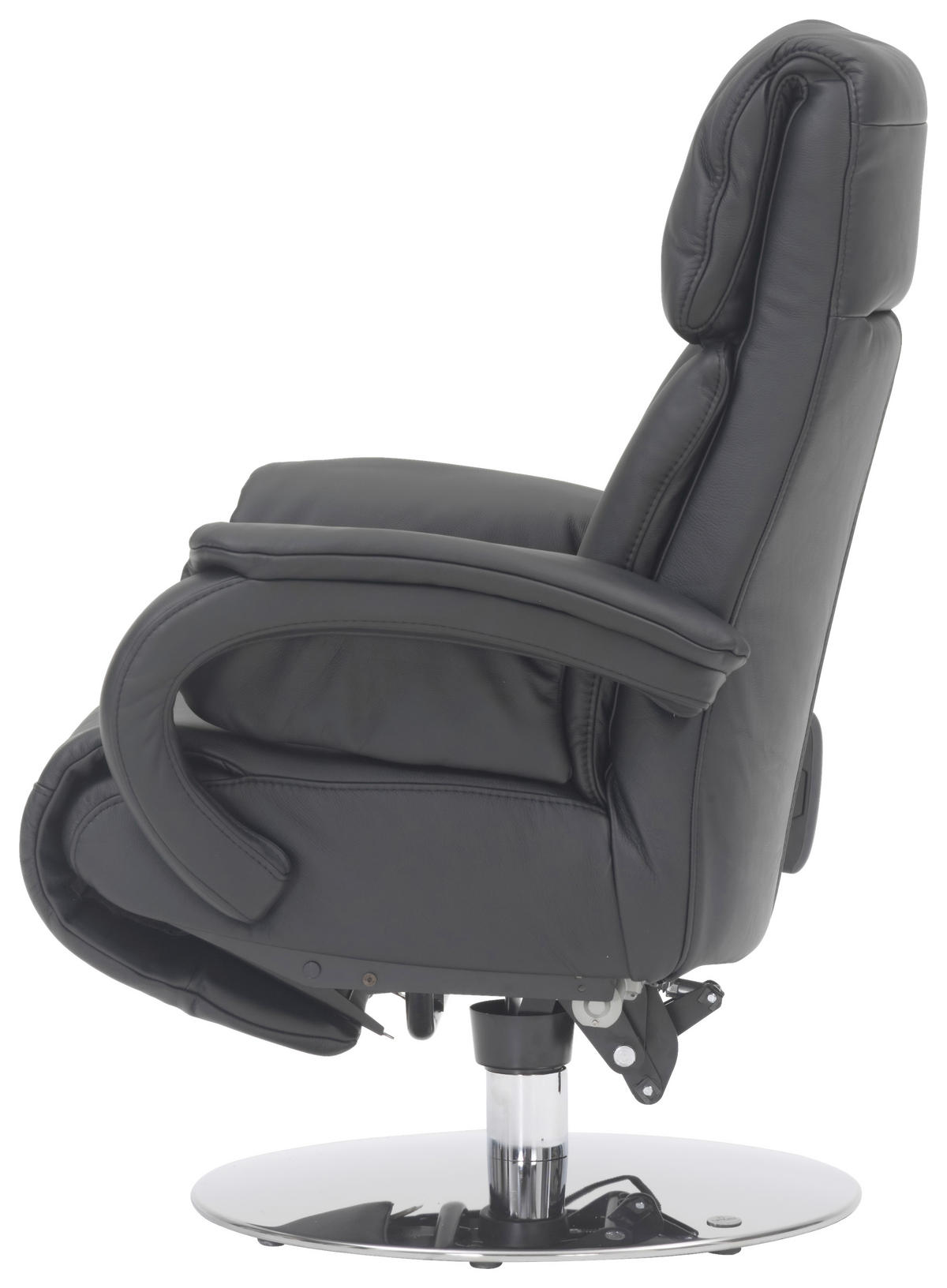 RELAXSESSEL in Leder Schwarz  - Chromfarben/Schwarz, Design, Leder/Metall (72/98/85cm) - Himolla