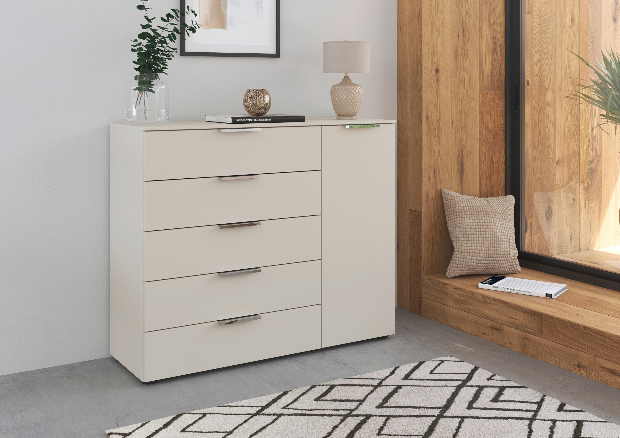 BYRÅ 120/100/42 cm - kromfärg/champagne, Modern, metall/trämaterial (120/100/42cm) - Rauch Möbel