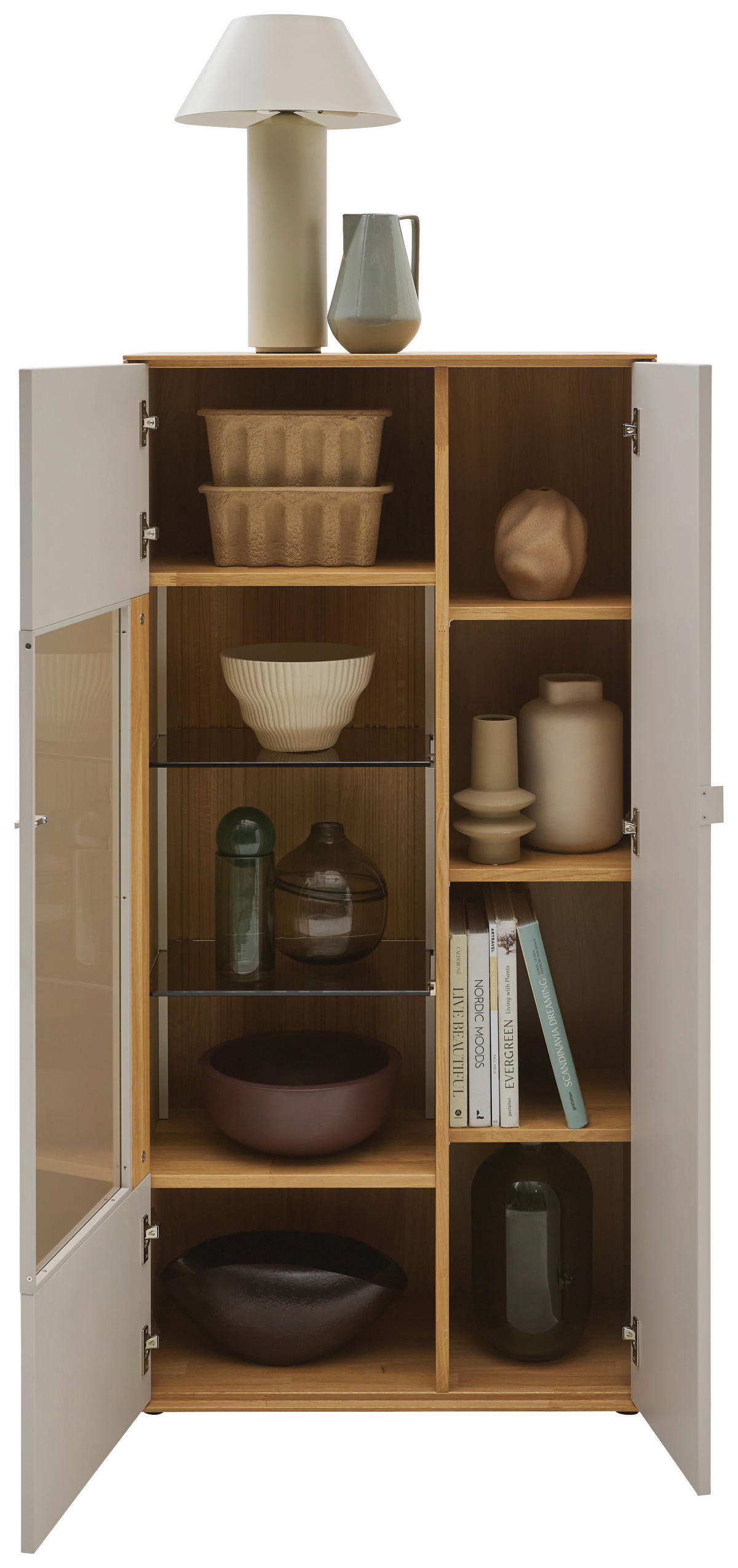 HIGHBOARD Kaschmir, Wildeiche  76,9/155,1/37,1 cm  - Kaschmir/Wildeiche, Design, Glas/Holz (76,9/155,1/37,1cm) - Dieter Knoll