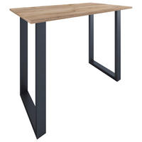 BARTISCH rechteckig Schwarz, Honigeiche  - Honigeiche/Silberfarben, KONVENTIONELL, Holzwerkstoff/Metall (140/80/102cm)