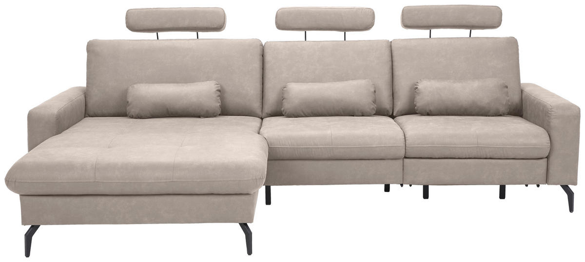 ECKSOFA in Mikrofaser Grau  180/302 cm  - Schwarz/Grau, KONVENTIONELL, Textil/Metall (180/302cm) - Carryhome