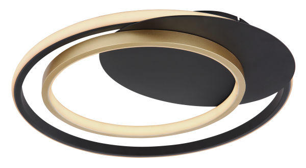 Globo Led-Deckenleuchte Rodan Opal, Schwarz, Gold 46.5x6.1x48.5 cm