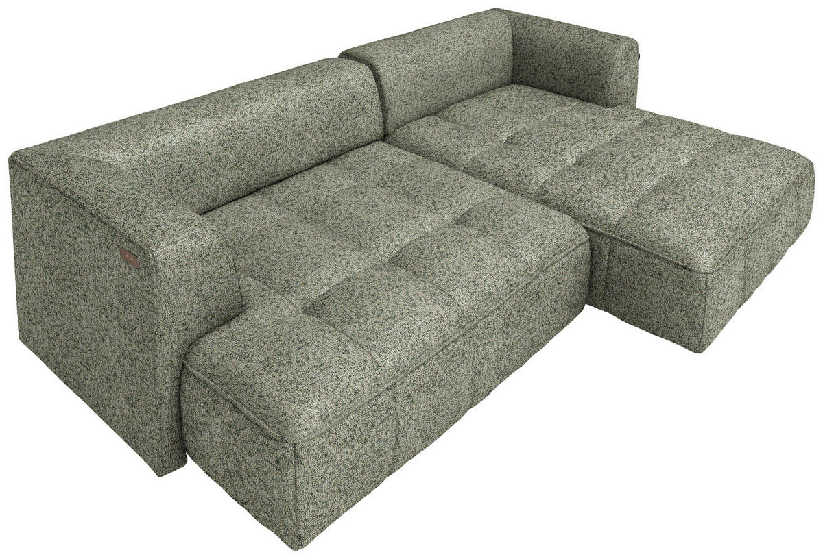 ECKSOFA Webstoff Khaki  - Khaki/Schwarz, Design, Kunststoff/Textil (188/288cm) - Welnova