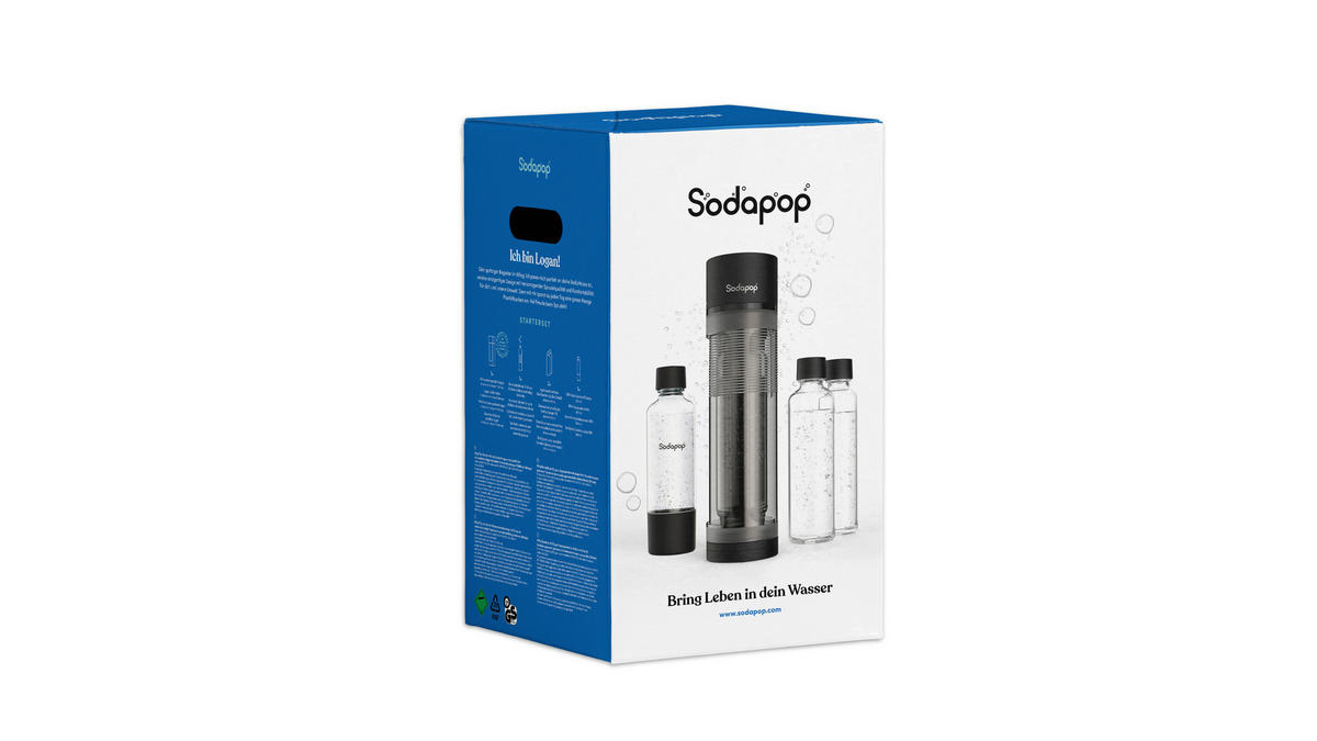 WASSERSPRUDLER Logan  - Schwarz Hochglanz, Basics, Glas/Kunststoff (11.2/42.6/18.8cm) - Sodapop