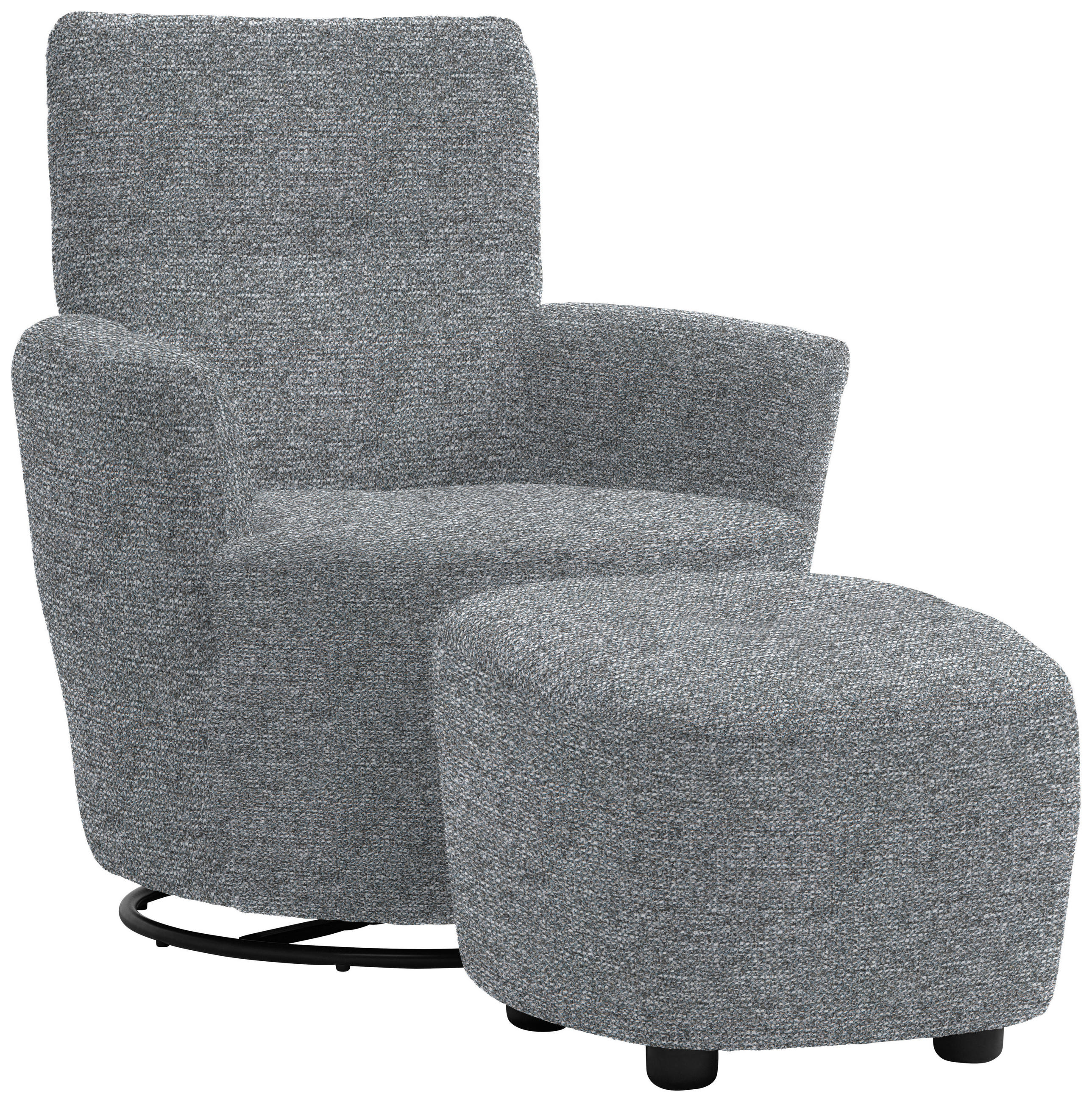 SESSEL in Chenille, Flachgewebe Blaugrau  - Blaugrau/Schwarz, Design, Textil/Metall (81/92/84cm) - Xora