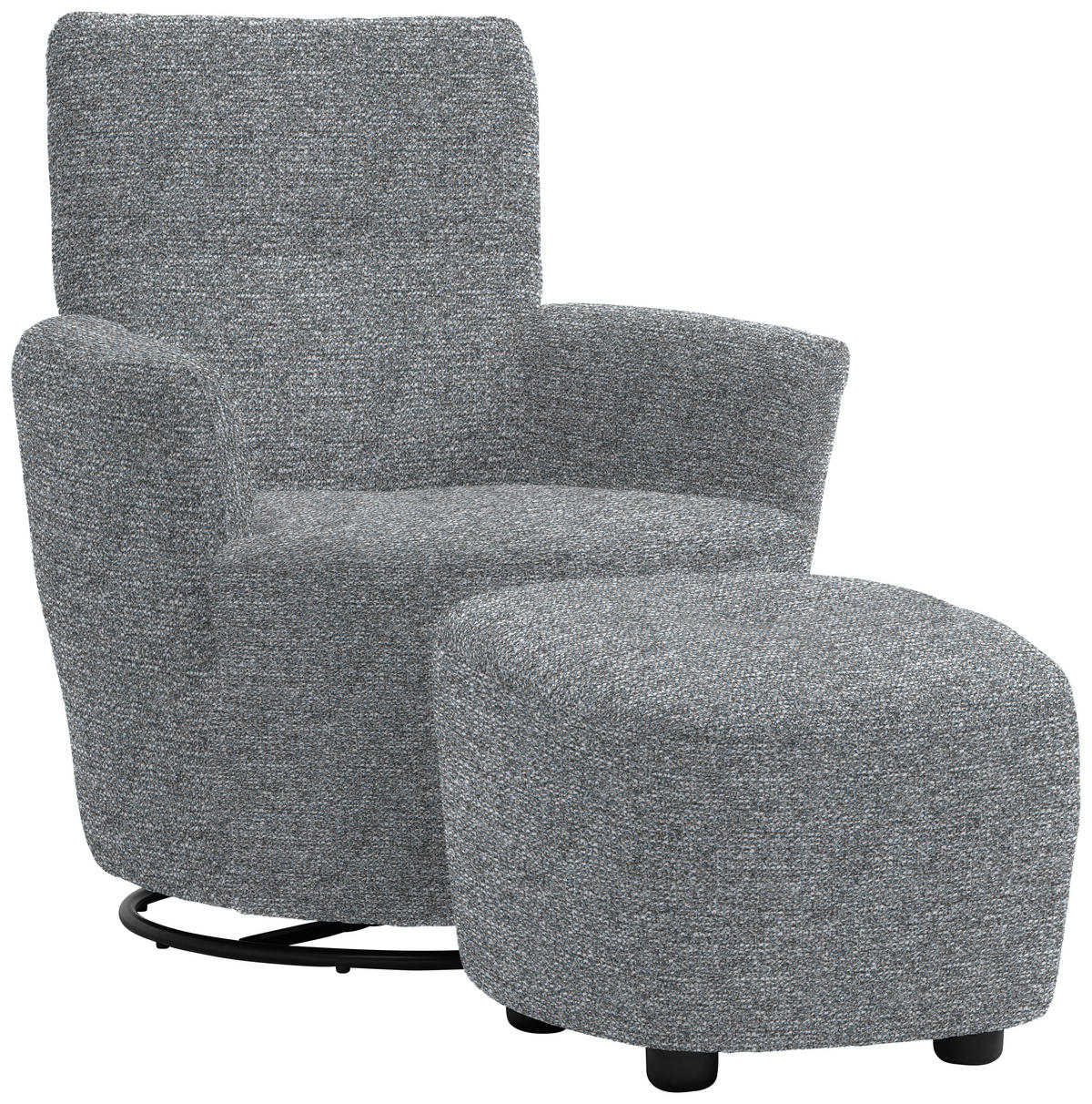 SESSEL in Chenille, Flachgewebe Blaugrau  - Blaugrau/Schwarz, Design, Textil/Metall (81/92/84cm) - Xora