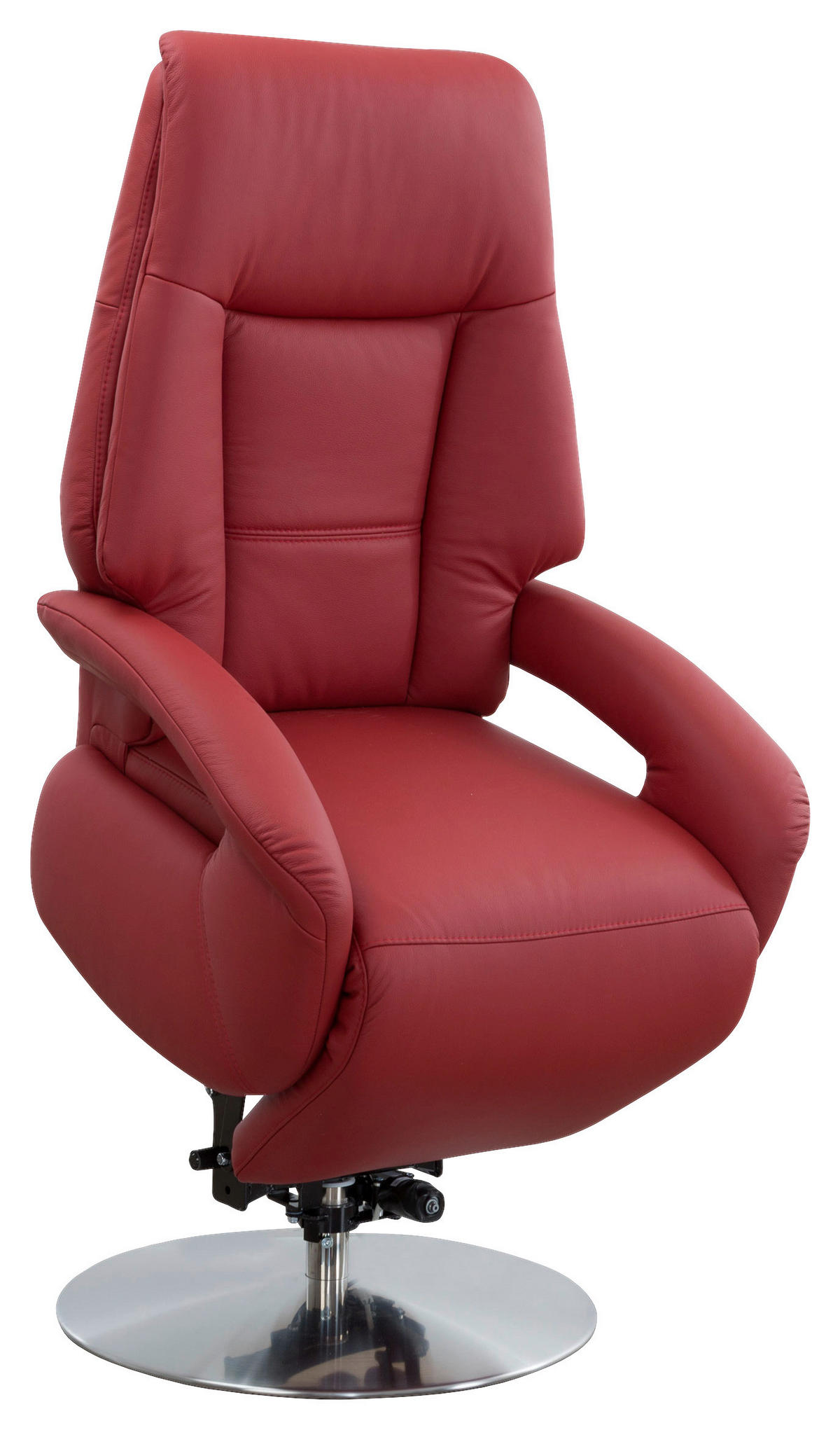 RELAXSESSEL in Leder Rot  - Edelstahlfarben/Rot, Konventionell, Leder/Metall (74/111/77cm) - Sit & More