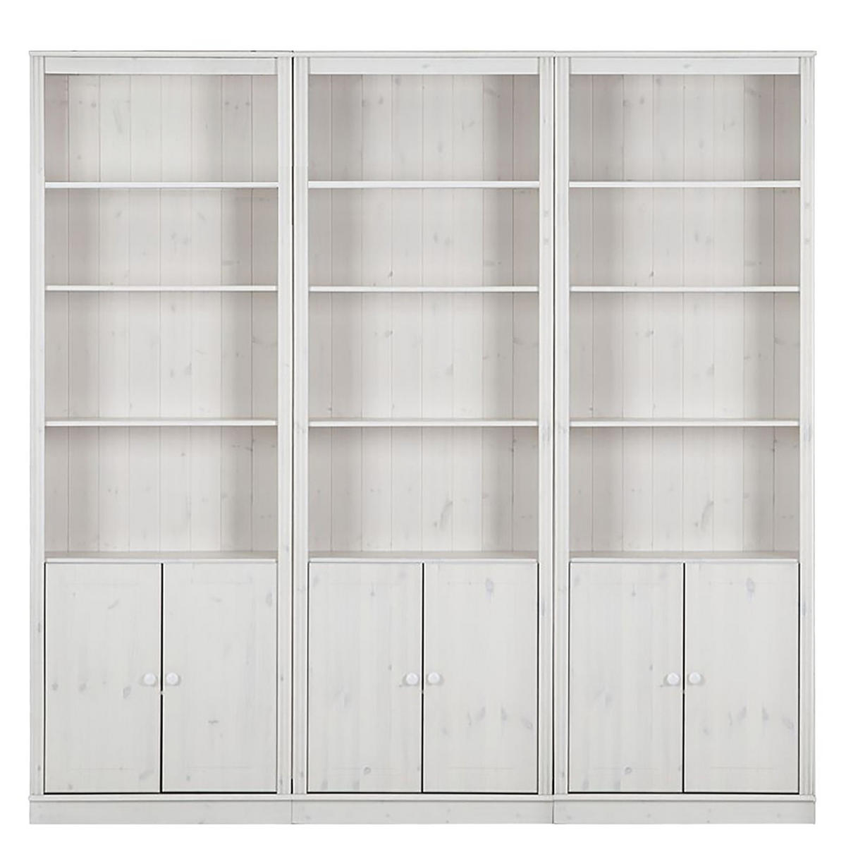 KNIHOVNA, bílá, barvy borovice, borovice, 223/222/34 cm - barvy borovice/bílá, Design, dřevo (223/222/34cm) - MID.YOU