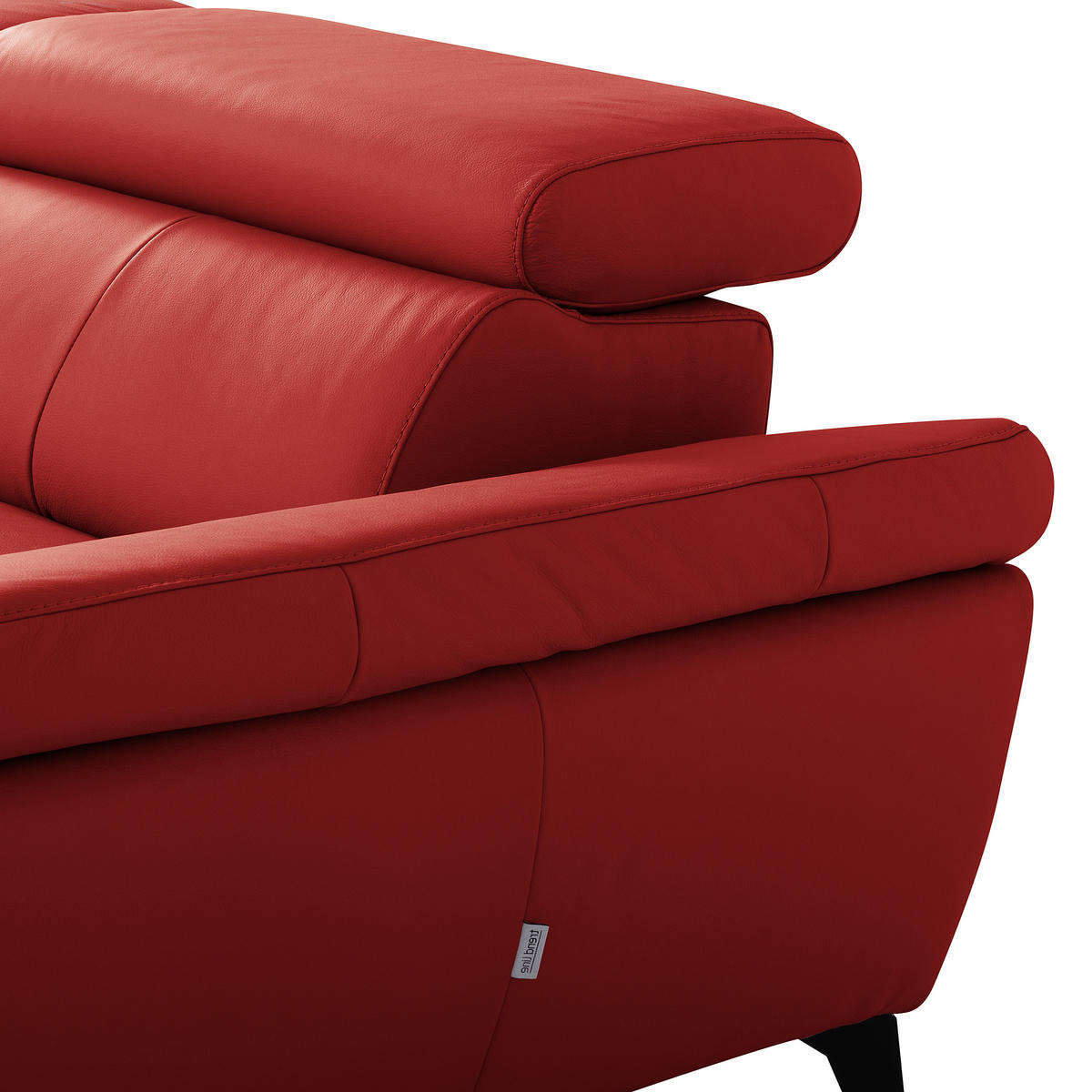 ECKSOFA Rot Echtleder Lederlook Bettkasten, Schlaffunktion, Rücken echt, Armteilverstellung, Kopfteilverstellung  - Rot/Schwarz, Design, Leder/Textil (252/179cm) - Livetastic