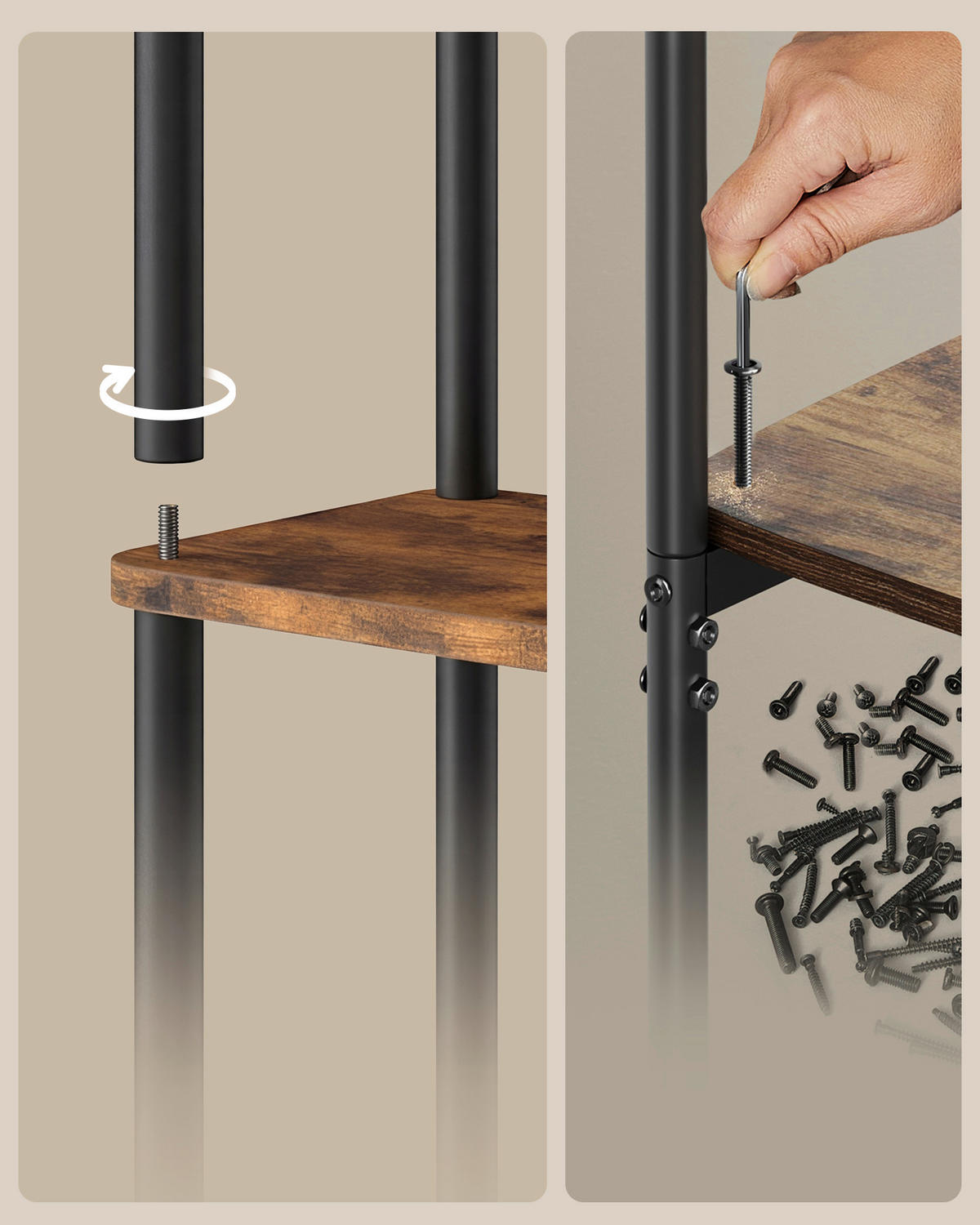 REGAL Schwarz, Dunkelbraun  - Dunkelbraun/Schwarz, Trend, Holzwerkstoff/Metall (60/173,4/23,8cm) - Boxxx