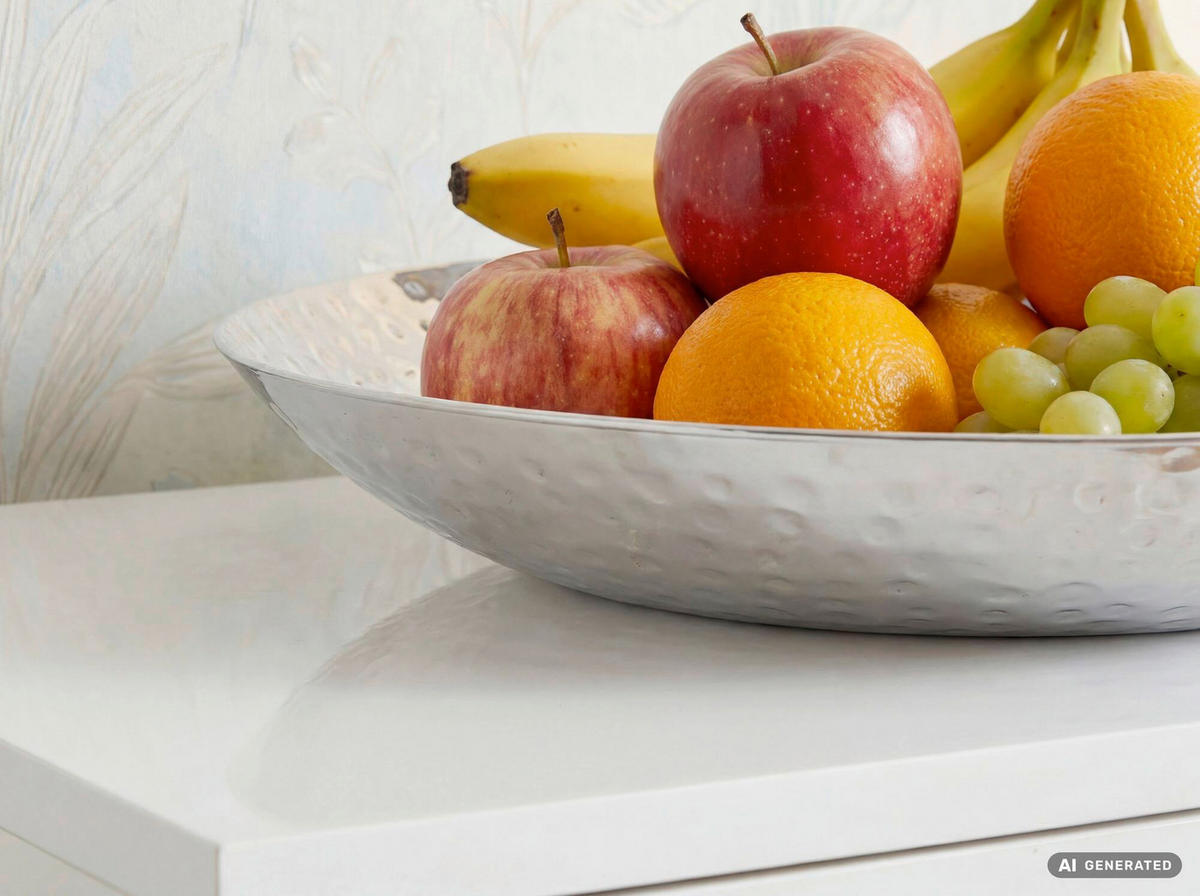 OBSTSCHALE  - Silberfarben, Design, Metall (36/7/36cm) - Livetastic