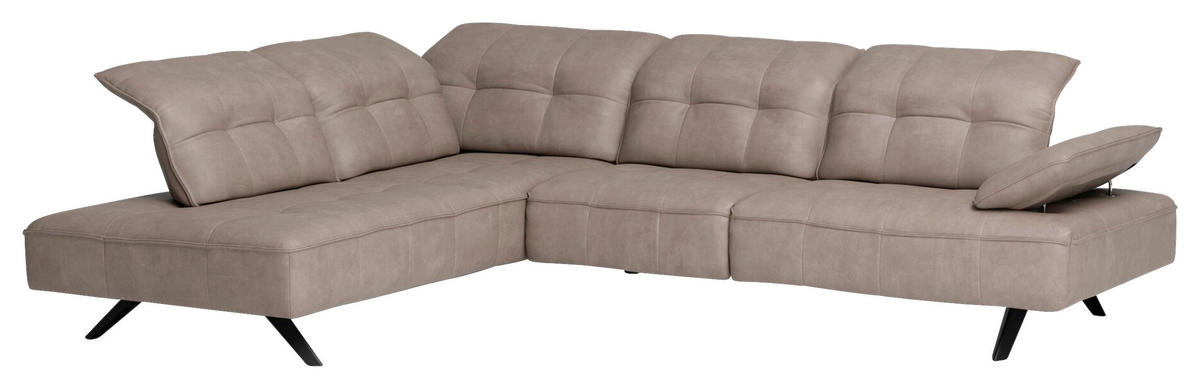 ECKSOFA in Echtleder Graubraun  - Anthrazit/Graubraun, Design, Leder/Metall (229/289cm) - Joop!