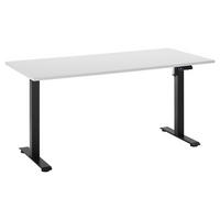 SCHREIBTISCH höhenverstellbar, Kabeldurchlass, Memoryschalter  - Schwarz/Weiß, MODERN, Holzwerkstoff/Metall (160/77/72-120cm) - Carryhome