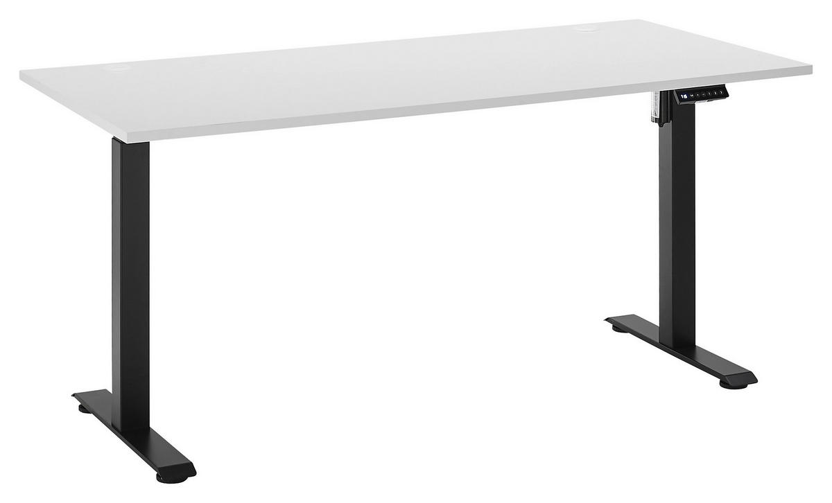 SCHREIBTISCH höhenverstellbar, Kabeldurchlass, Memoryschalter  - Schwarz/Weiß, MODERN, Holzwerkstoff/Metall (160/77/72-120cm) - Carryhome