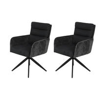 ARMLEHNSTUHL-SET 2 Stück Sitzfläche 180° drehbar Webstoff, Mikrofaser  - Anthrazit/Schwarz, MODERN, Textil/Metall (63/92/69cm) - MID.YOU