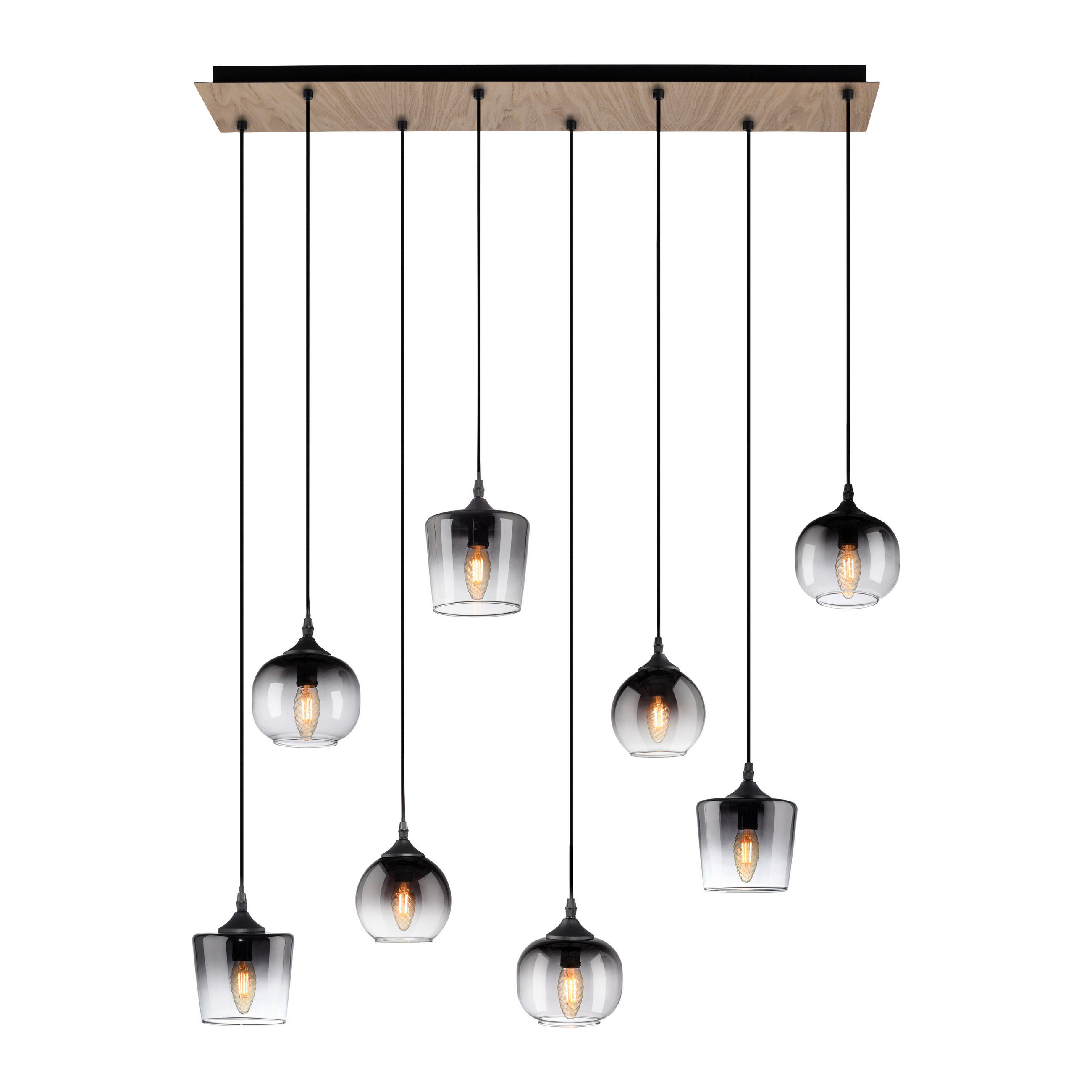 PENDELLEUCHTE 94/28/65-120 cm  - Schwarz, Natur, Glas/Holz (94/28/65-120cm)