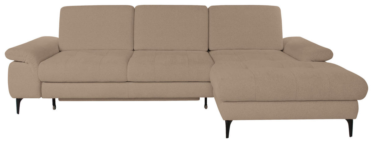 ECKSOFA ALMA in Chenille Beige  285/191 cm  - Beige/Schwarz, Design, Textil/Metall (285/191cm) - Livetastic