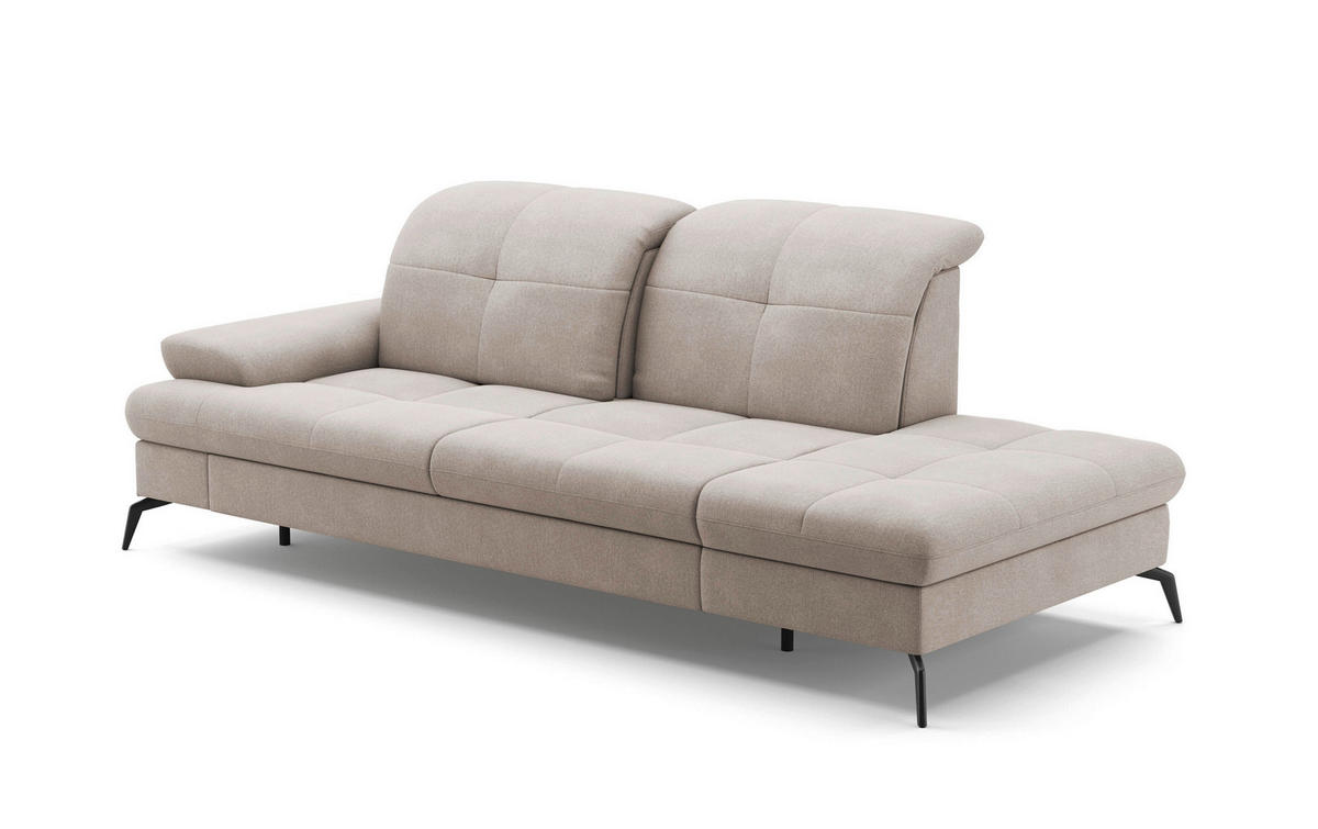 RÉCAMIERE in Flachgewebe Greige  - Greige/Schwarz, Konventionell, Textil/Metall (231/90/122cm) - Sit & More