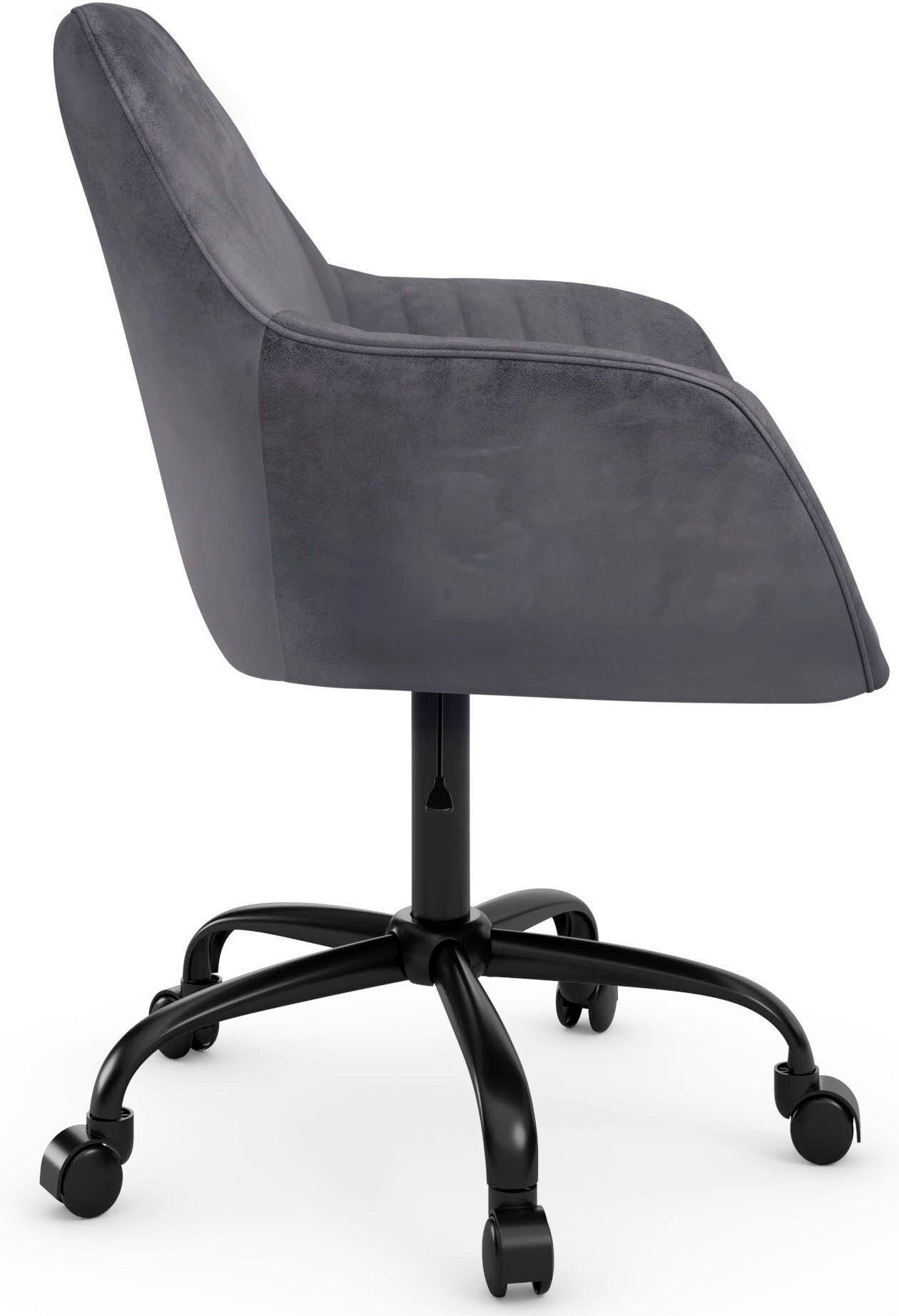 DREHSTUHL Velours Anthrazit  - Anthrazit/Schwarz, Design, Textil/Metall (58/78/54cm) - MID.YOU