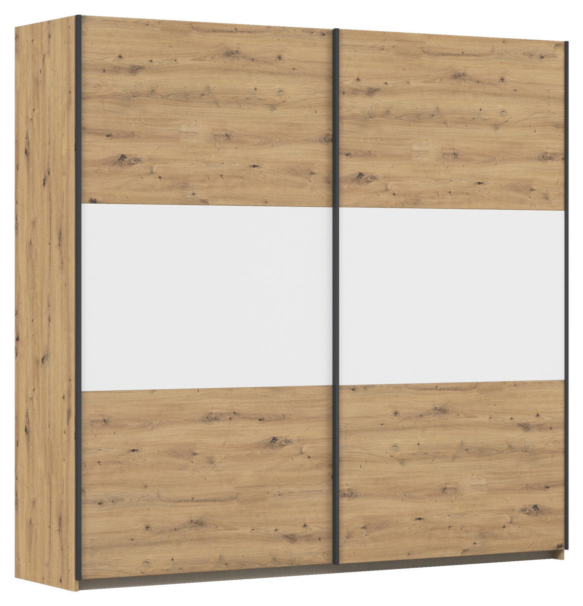 GARDEROB MED SKJUTDÖRRAR 218/210/59 cm 2-dörrar - vit/aluminiumfärg, Modern, metall/trämaterial (218/210/59cm) - Rauch Möbel