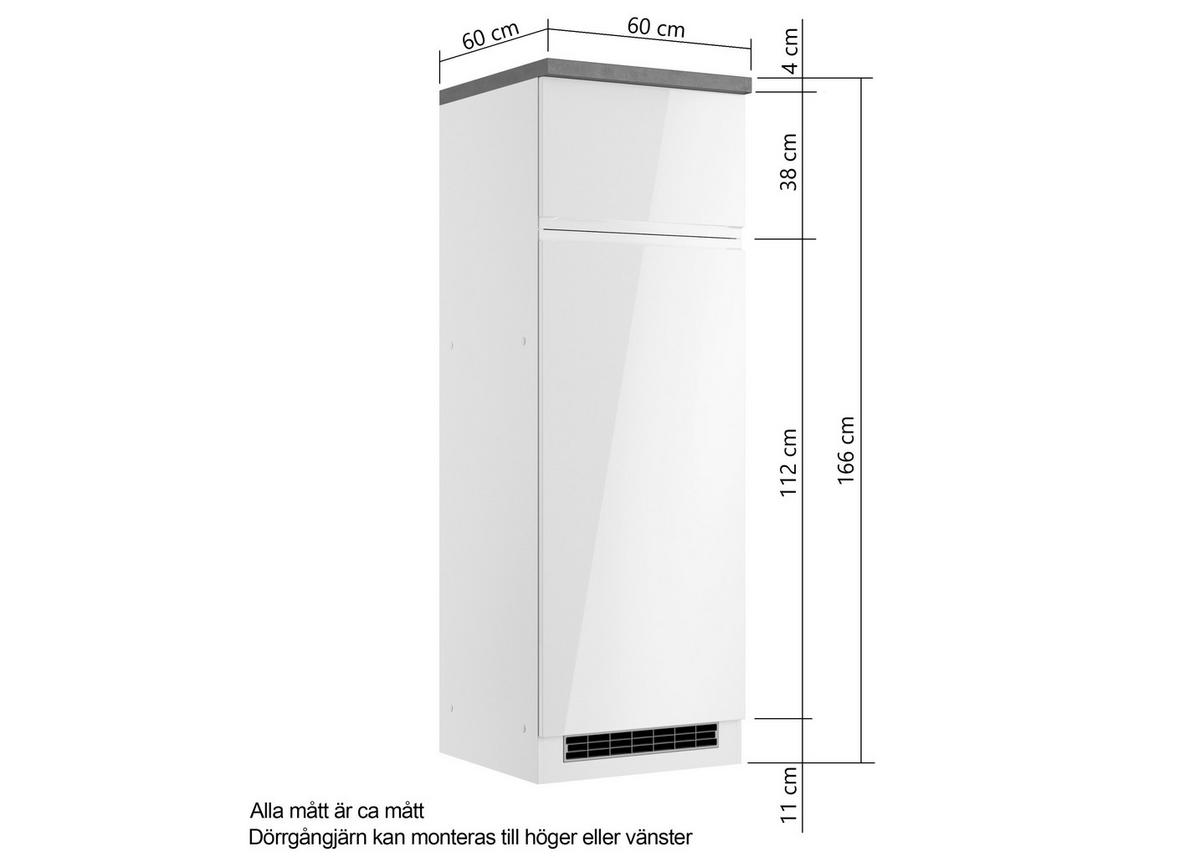 SKÅP FÖR VITVAROR 60/166/60 cm  i grå, vit, vit högglans  - vit/vit högglans, Lifestyle, trämaterial (60/166/60cm) - Held