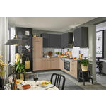 ECKKÜCHE XO 10 225/245 cm  in Graphitfarben, Eichefarben  - Eichefarben/Schwarz, Design, Holzwerkstoff/Metall (225/245cm) - Xora