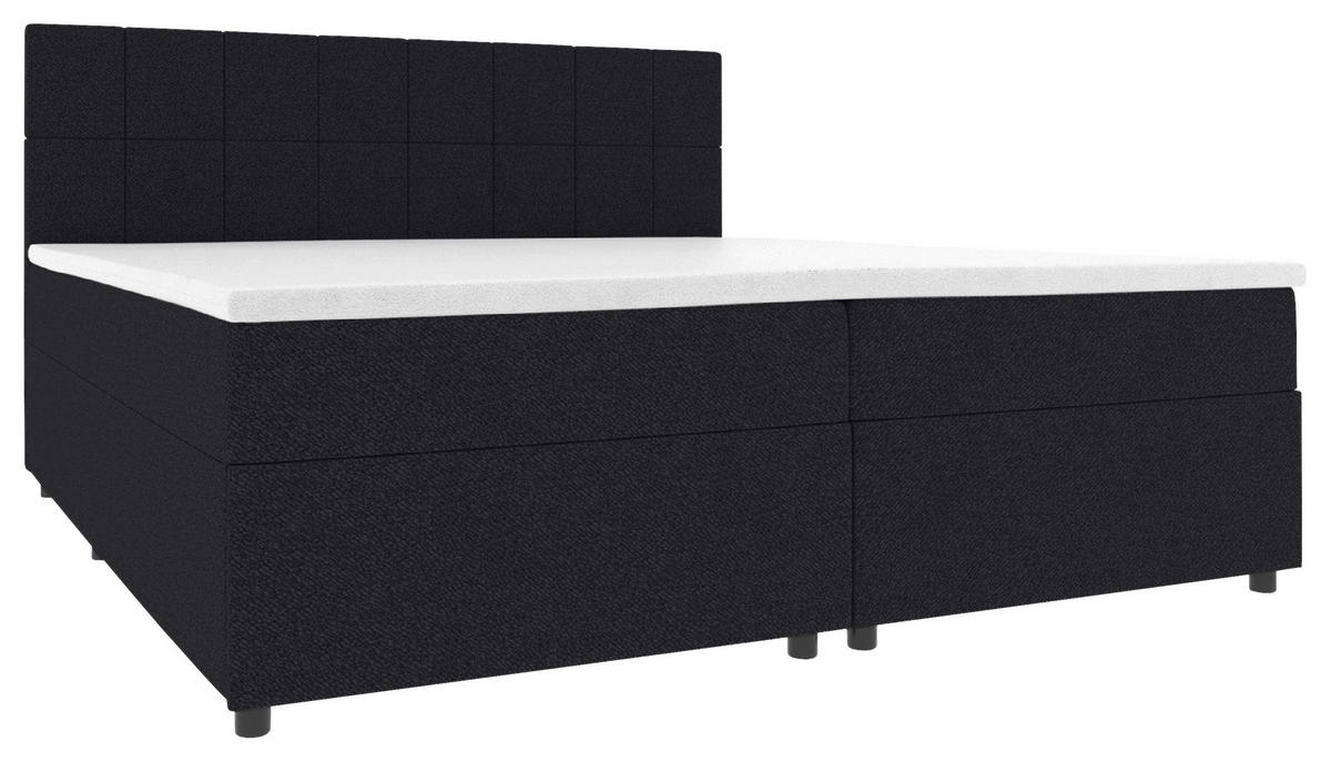 BOXBETT 140/200 cm,  in Schwarz, Topper, Matratzen, Bettschubladen, H3 = fest  - Schwarz, KONVENTIONELL, Kunststoff/Textil (140/200cm) - Boxxx