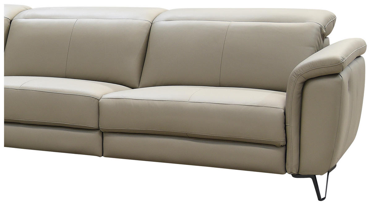 ECKSOFA in Echtleder Schlammfarben  240/303 cm  - Schlammfarben/Schwarz, MODERN, Leder/Holz (240/303cm) - Livetastic