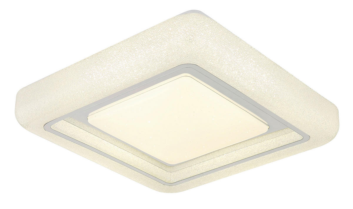 LED-DECKENLEUCHTE MARCIA 38/38/7,5 cm   - Klar/Chromfarben, KONVENTIONELL, Kunststoff/Metall (38/38/7,5cm) - Globo