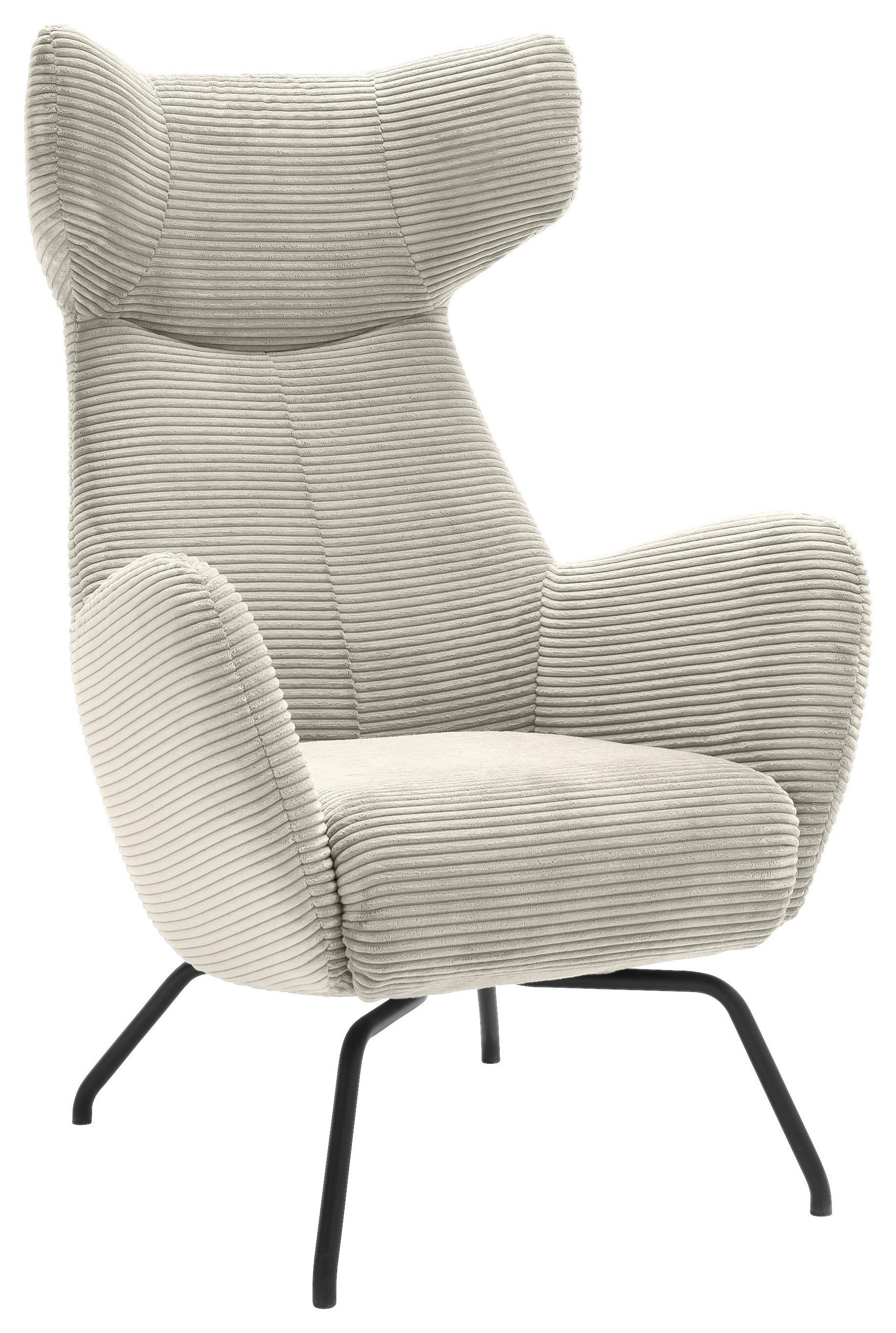 OHRENSESSEL Cord Naturfarben    - Schwarz/Naturfarben, Design, Textil/Metall (79/117/82cm) - Pure Home Lifestyle