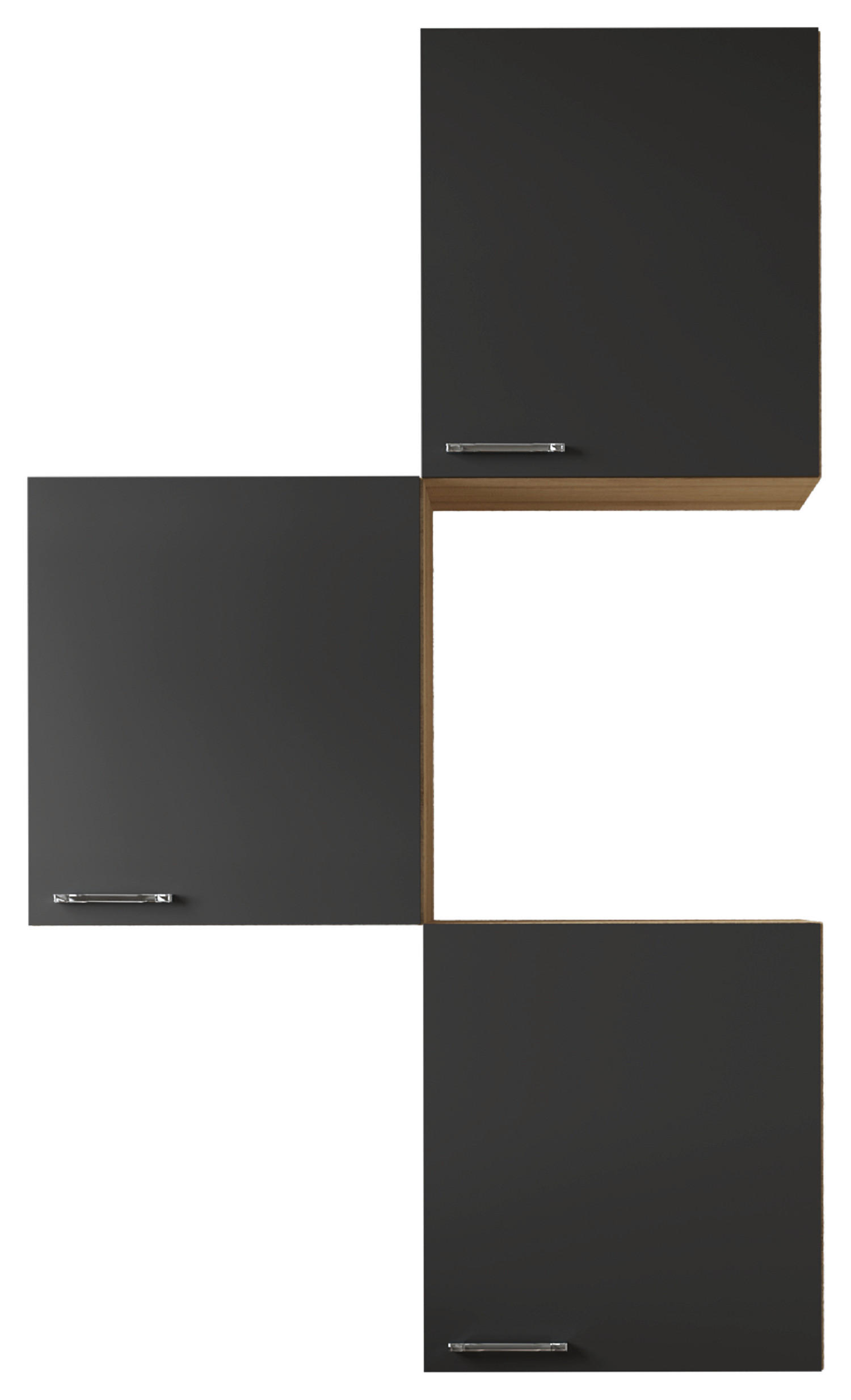 KÜCHENOBERSCHRANK 100/168,3/34,6 cm  in Schwarz, Eichefarben  - Eichefarben/Silberfarben, Basics, Holzwerkstoff/Metall (100/168,3/34,6cm) - Respekta