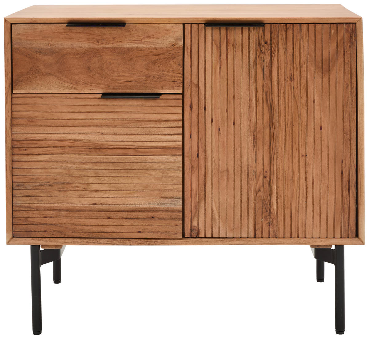KOMMODE Doha  in 92/82/42 cm  - Schwarz/Naturfarben, KONVENTIONELL, Holz/Metall (92/82/42cm) - Livetastic
