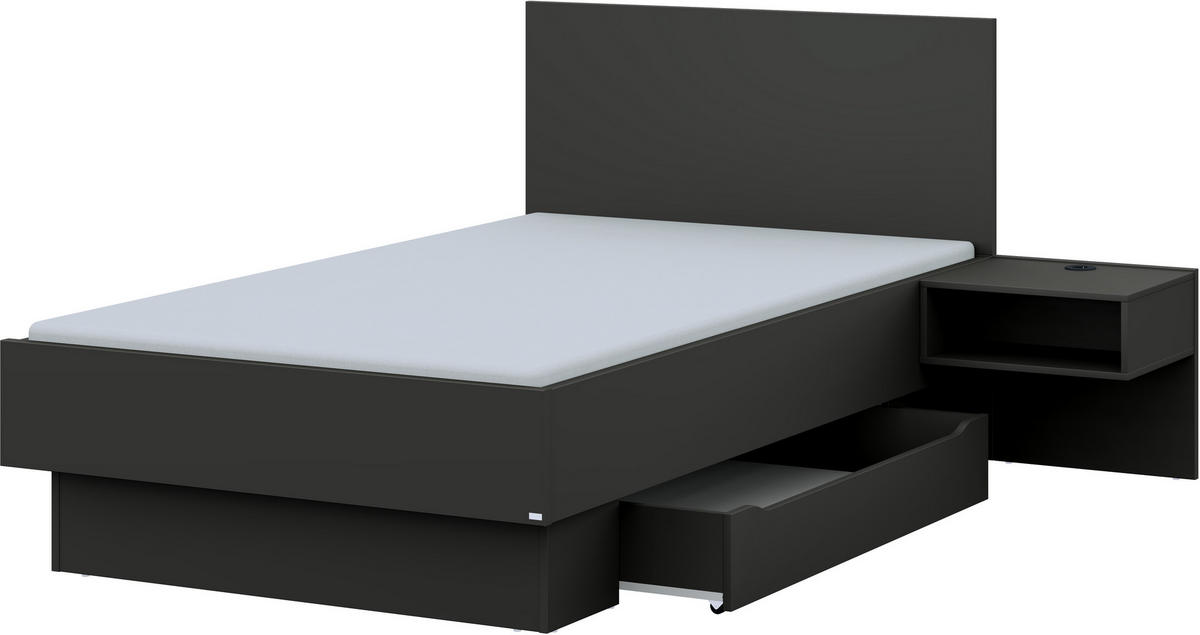 BETTANLAGE 120/200 cm  in Graphitfarben   - Graphitfarben, Design, Holzwerkstoff (120/200cm) - Cantus