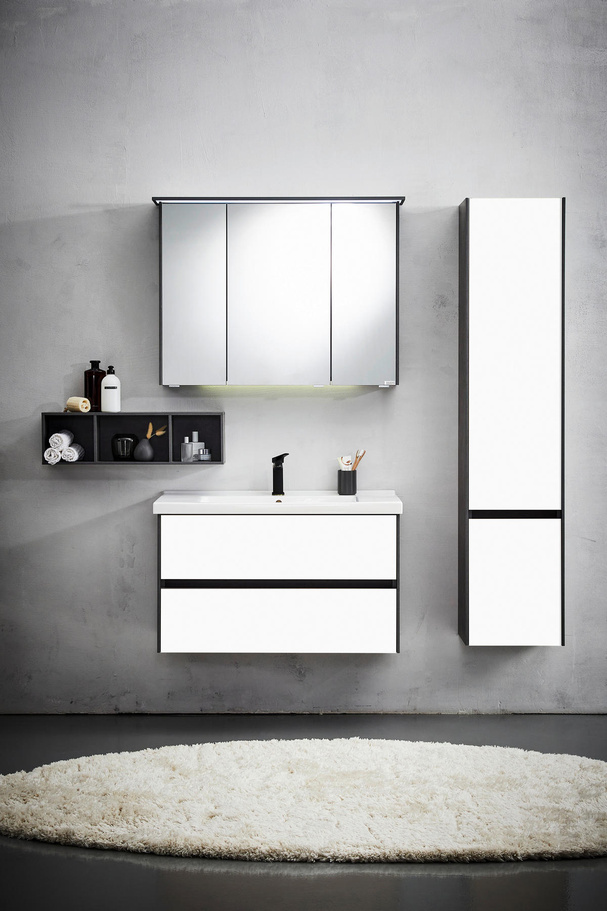 BADEZIMMER  in 92 cm  - Dunkelgrau/Weiß, KONVENTIONELL, Glas/Keramik (92cm) - Dieter Knoll