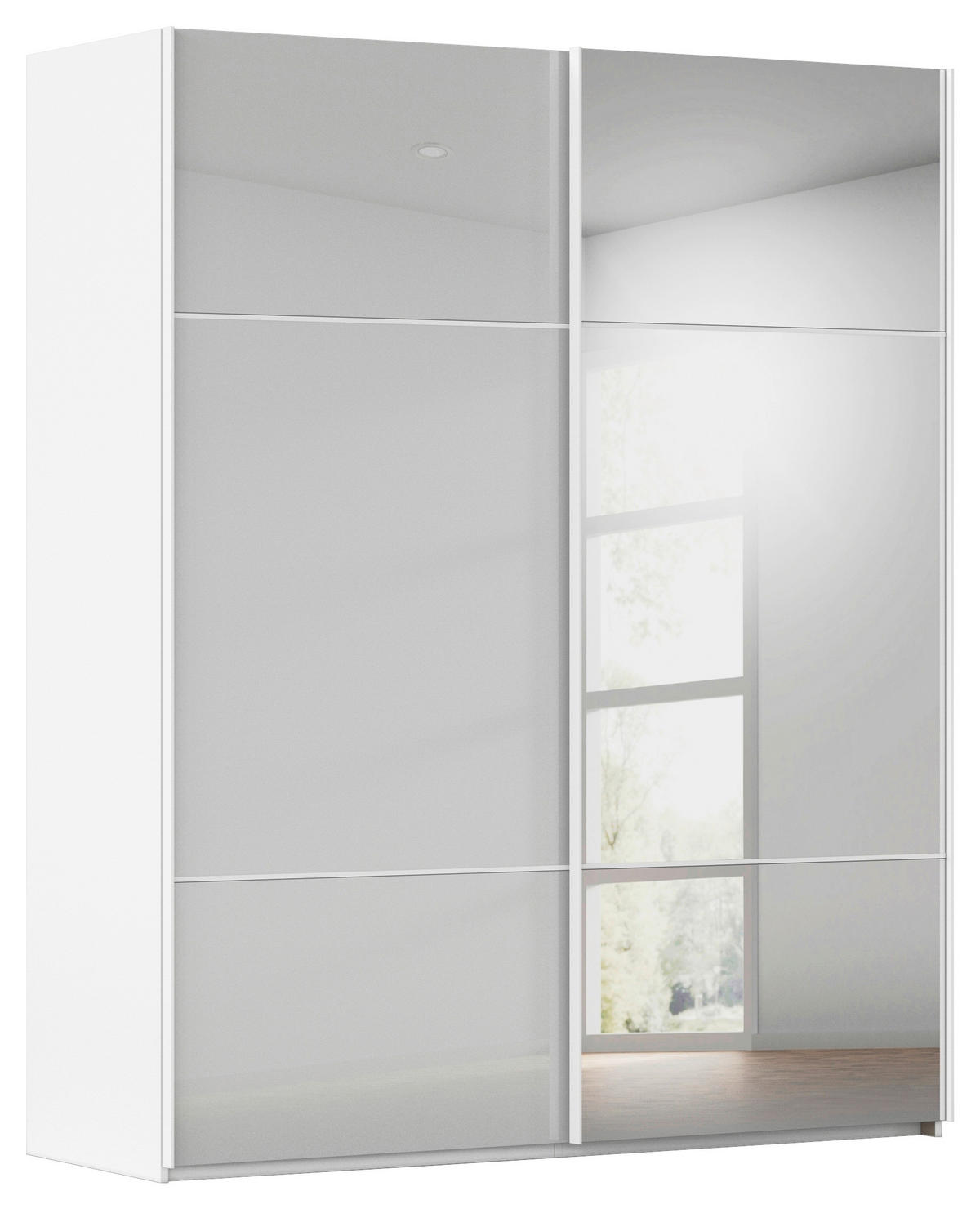 SCHWEBETÜRENSCHRANK 201/223/68 cm 2-türig Grau, Weiß  - Weiß/Grau, KONVENTIONELL, Glas/Holzwerkstoff (201/223/68cm) - Novel