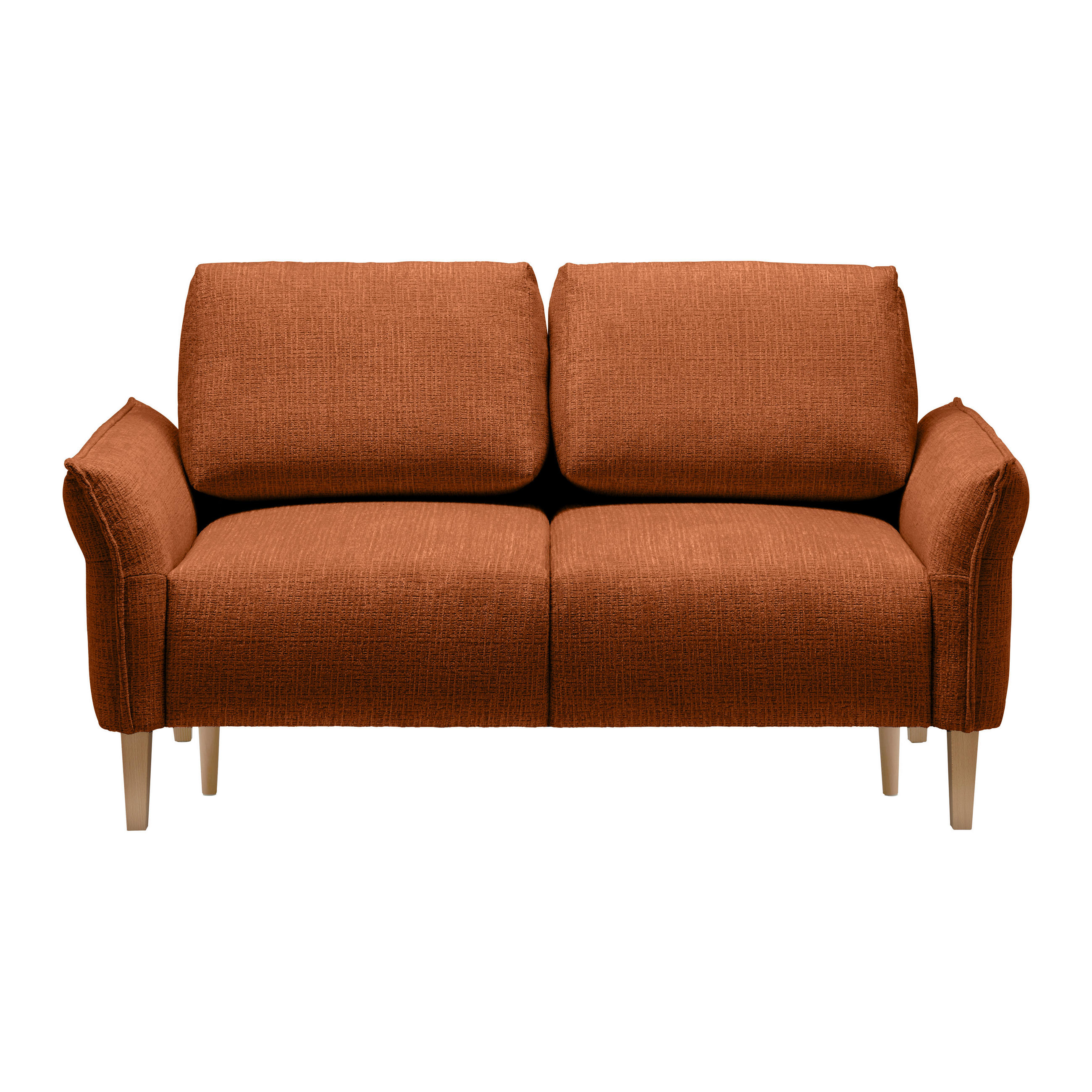 2-SITZER-SOFA in Webstoff Terracotta  - Eichefarben/Terracotta, Modern, Holz/Textil (150/85/92cm) - MID.YOU