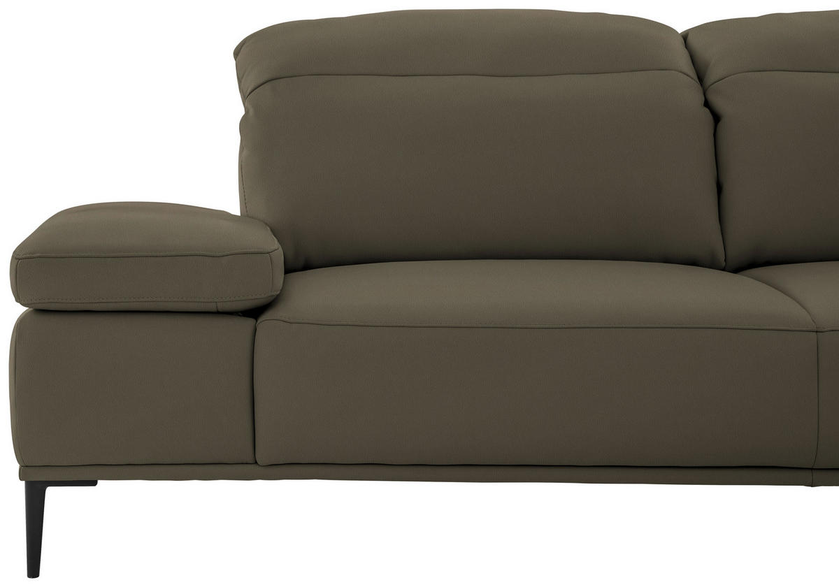 ECKSOFA  in Echtleder Braun  322/206 cm  - Schwarz/Braun, MODERN, Leder/Metall (322/206cm) - Chilliano