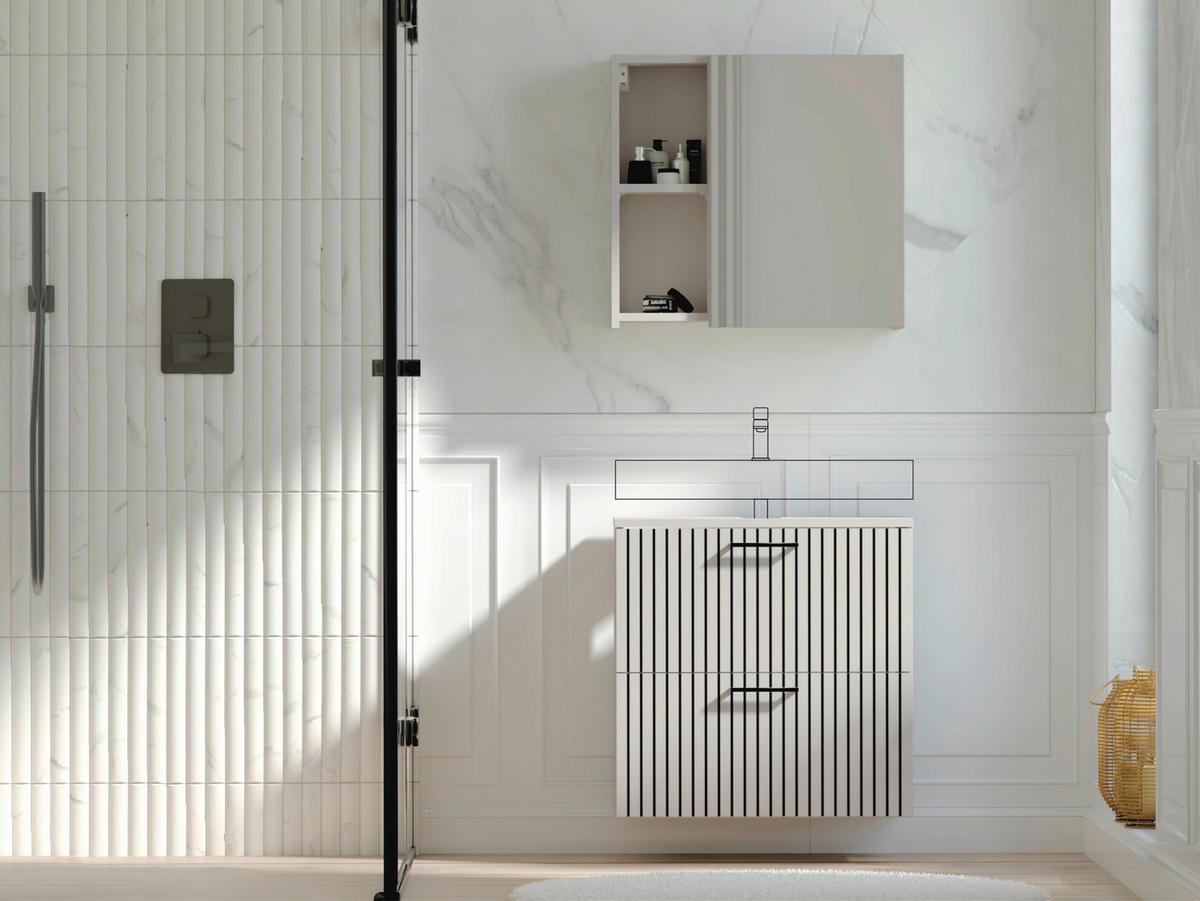 BADEZIMMER  in 60 cm  - Kaschmir/Schwarz, Trend, Glas/Holzwerkstoff (60cm) - Respekta