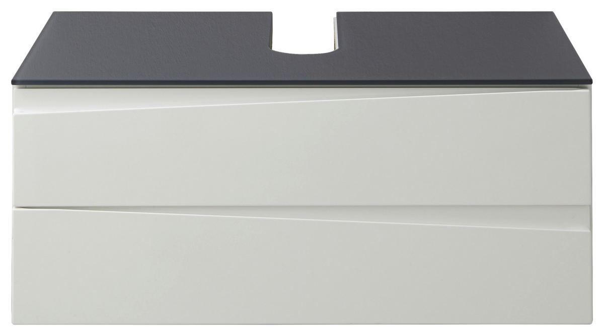 WASCHBECKENUNTERSCHRANK 80/33/47 cm  - Weiß Hochglanz/Grau, MODERN, Glas/Holzwerkstoff (80/33/47cm) - MID.YOU