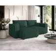 ECKSOFA Dunkelgrün Cord Zierkissen, Rückenkissen, Schlaffunktion, Rücken echt  - Dunkelgrün/Schwarz, MODERN, Kunststoff/Textil (153/250cm) - Xora