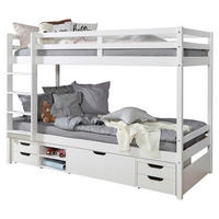 ETAGENBETT 90/200 cm,  in Weiß, Absturzsicherung, Leiter, Bettschublade  - Weiß, MODERN, Holz (90/200cm) - MID.YOU