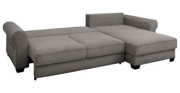 ECKSOFA Braun Cord  - Schwarz/Braun, KONVENTIONELL, Kunststoff/Textil (318/197cm) - Hom`in